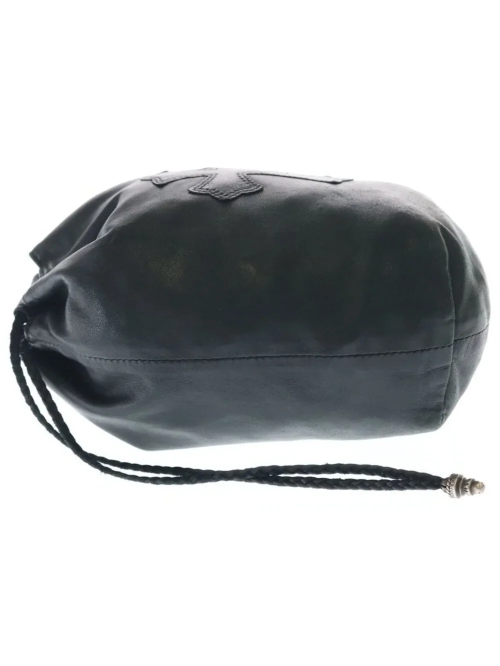 Chrome Hearts Drw Strng Sack Crs Patch Cross Drawstring Sac Leather Handbag